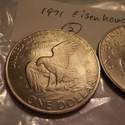 2- 1971 Eisenhower Half dollars coins.