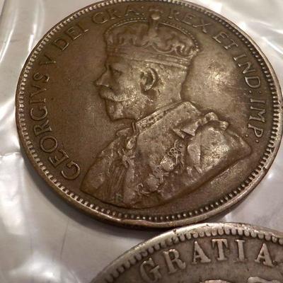 6- Coins/ British Coins/ 1917,1cent/1874,50cent/1894,20cent/1912,20cent/1941,5cent.
