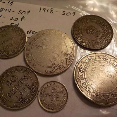 6- Coins/ British Coins/ 1917,1cent/1874,50cent/1894,20cent/1912,20cent/1941,5cent.