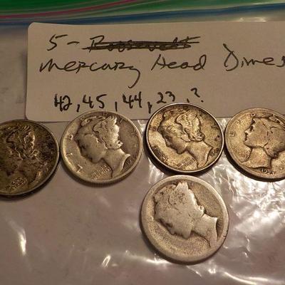 5 Mercury Dimes