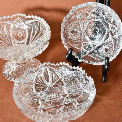 Lot 15: Three Vintage Cut Glass Candy Dishes