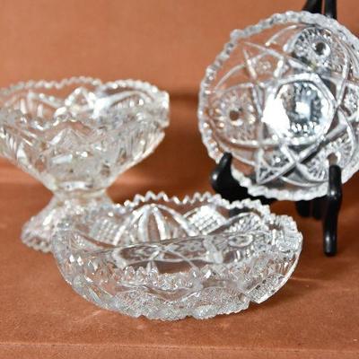 Lot 15: Three Vintage Cut Glass Candy Dishes