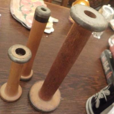 3- Vintage fireman hose nozzles.