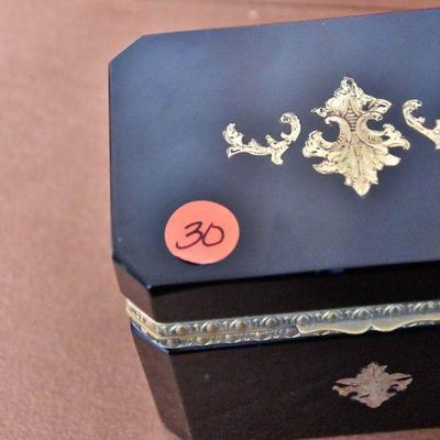 Lot 30: Vintage Italian Murano Black Art Glass Casket Box