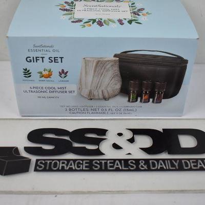 ScentSationals Aromatherapy Oil Diffuser Set, Gray Wood Grain, $20 Retail - New