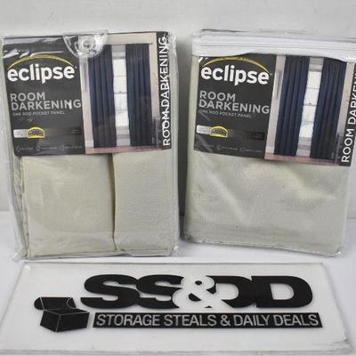 Eclipse Solid Thermapanel Room-Darkening Curtain Panel Qty 2 - New