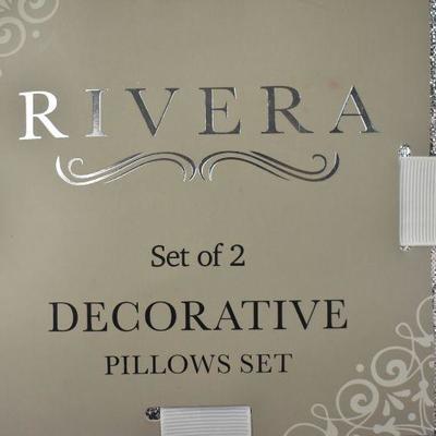 Rivera Decorative Pillows, Qty 2 Blush Pink & Silver, 18x18 - New