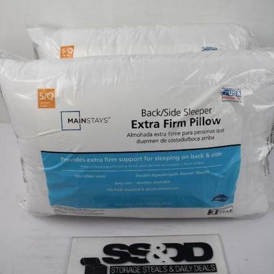 2 Standard/Queen Pillows, Back/Side Sleeper, Extra Firm - New