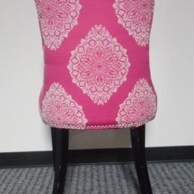 Lot 156 - Pink and White Upholstered Chair with Nail Head Trim