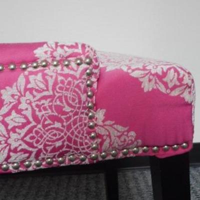 Lot 156 - Pink and White Upholstered Chair with Nail Head Trim