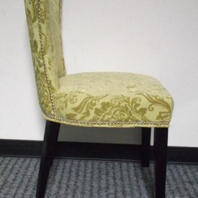 Lot 161 - Funky Lime Green Brocade Accent Chair with Nail Head Trim