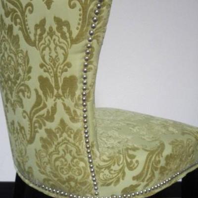 Lot 161 - Funky Lime Green Brocade Accent Chair with Nail Head Trim