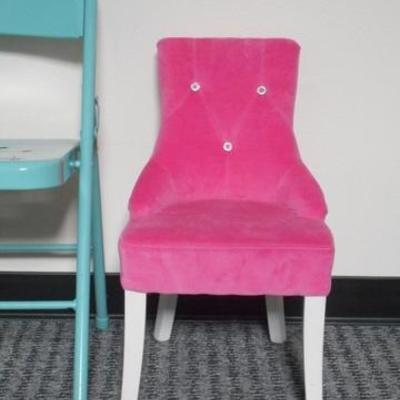 Lot 162 - Young Girls Hot Pink Upholstered Chair with Rhinestone Accents