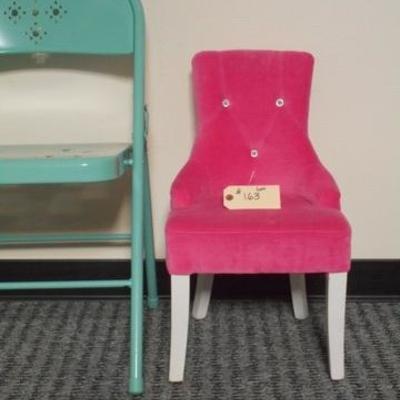 Lot 162 - Young Girls Hot Pink Upholstered Chair with Rhinestone Accents