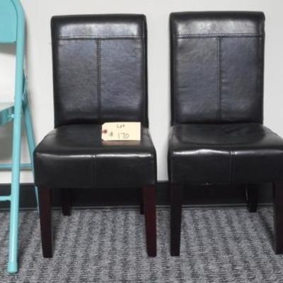 Lot 170 - 2 Black Patent Leather Childrens Youth Chairs