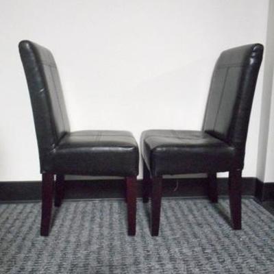 Lot 170 - 2 Black Patent Leather Childrens Youth Chairs