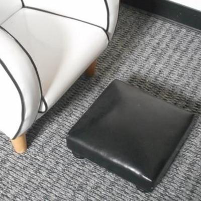 Lot 171 - White Patent Leather Youth Chair with Black Foot Stool