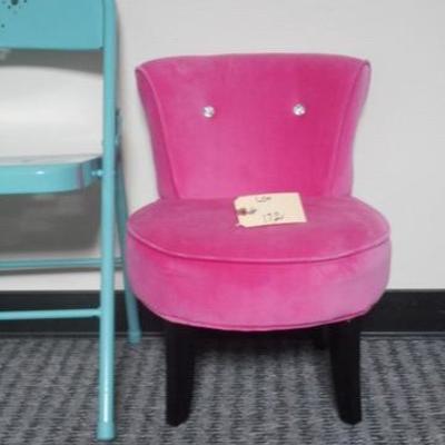 Lot 172 - Hot Pink Plush Young Girls Chair with Rhinestone Accents