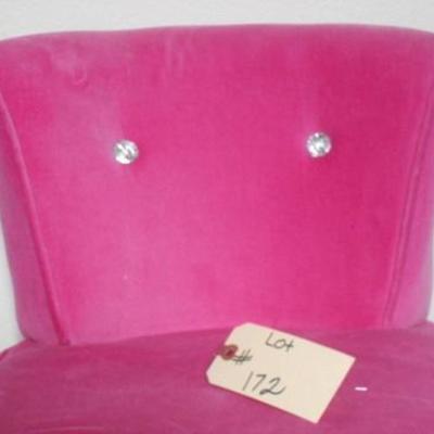 Lot 172 - Hot Pink Plush Young Girls Chair with Rhinestone Accents
