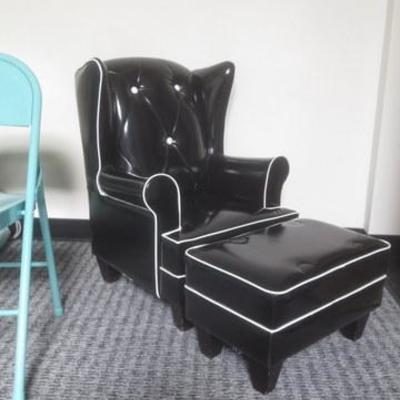 Lot 174 - Youth Sized Chair with White Piping + Footrest