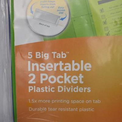 4x Avery 5-Tab Dividers with Pockets, Insertable Big Tabs, $23 Retail  - New