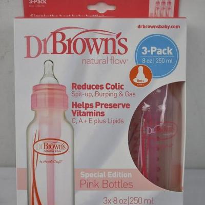 Dr. Brown's Original Baby Bottles, 8 Ounce, Pink, 3 Count, $19 Retail - New