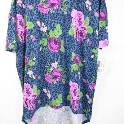 LuLaRoe Irma Shirt Size Small. Blue with Purple Flowers - New