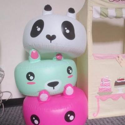 Lot 178 - Childrens Cloth Play Bakery + 3 Inflatable Chair Stools