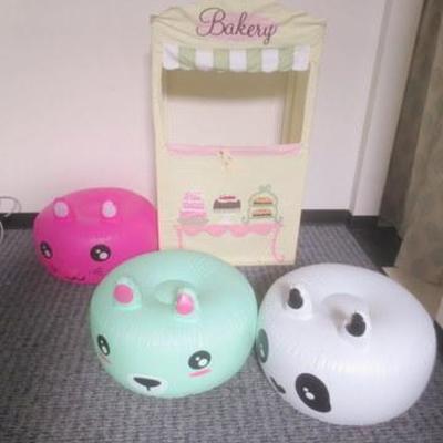 Lot 178 - Childrens Cloth Play Bakery + 3 Inflatable Chair Stools