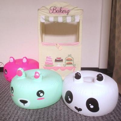 Lot 178 - Childrens Cloth Play Bakery + 3 Inflatable Chair Stools