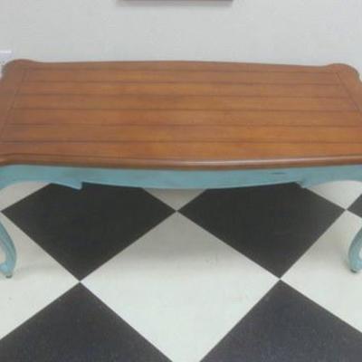 Lot 181 - Low Profile Turquoise Wooden Table
