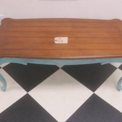 Lot 181 - Low Profile Turquoise Wooden Table
