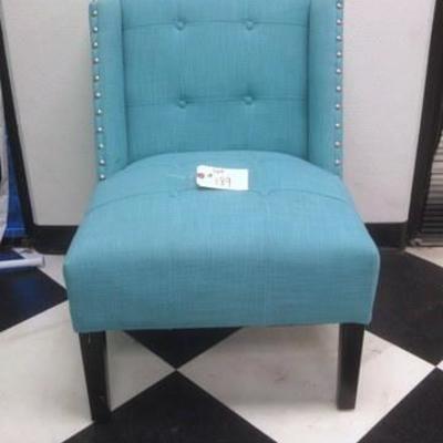 Lot 189 - Upholstered Turquoise Tuffed Chair with Nail Head Trim