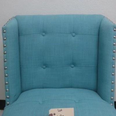 Lot 190 - Upholstered Turquoise Tuffed Chair with Nail Head Trim