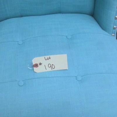 Lot 190 - Upholstered Turquoise Tuffed Chair with Nail Head Trim