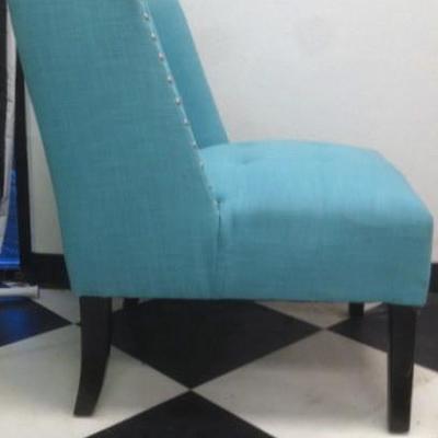 Lot 190 - Upholstered Turquoise Tuffed Chair with Nail Head Trim