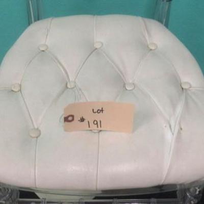 Lot 191 - Acrylic Chair with White Leather Seat