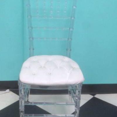 Lot 191 - Acrylic Chair with White Leather Seat