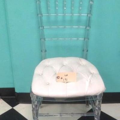 Lot 191 - Acrylic Chair with White Leather Seat