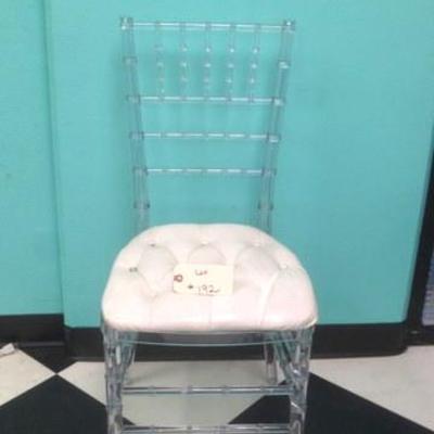 Lot 192 - Acrylic Chair with White Leather Seat
