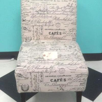 Lot 194 - Upholstered Chair with Paris Word Cluster Pattern