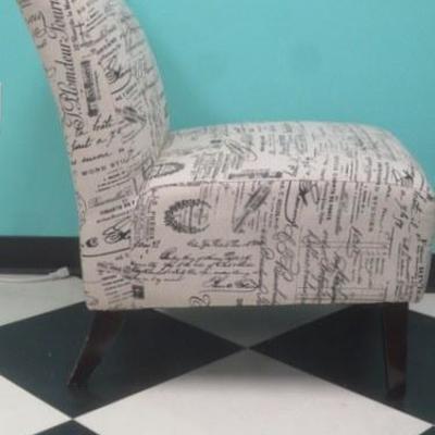 Lot 195 - Upholstered Chair with Paris Word Cluster Pattern