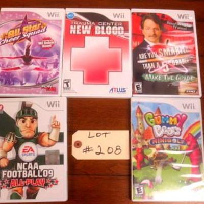 Lot 208 - Group of 5 Nintendo Wii Games 