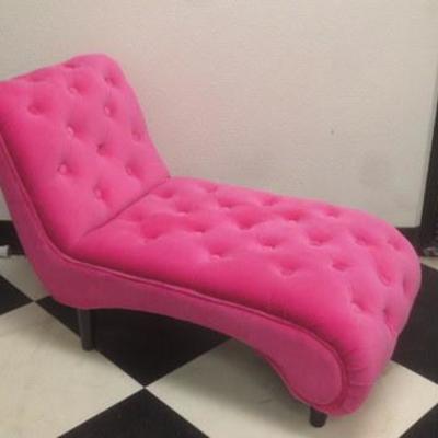Lot 221 - Childs Pink Plush Chaise Lounge Chair 