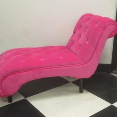 Lot 221 - Childs Pink Plush Chaise Lounge Chair 