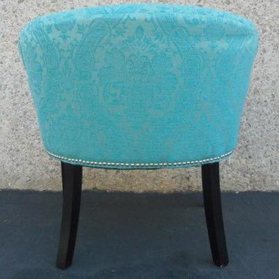 Lot 700 - Blue Brocade Low Back Chair w/ Nailhead Trim