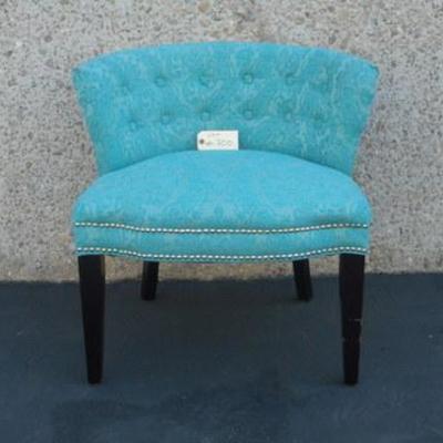 Lot 700 - Blue Brocade Low Back Chair w/ Nailhead Trim