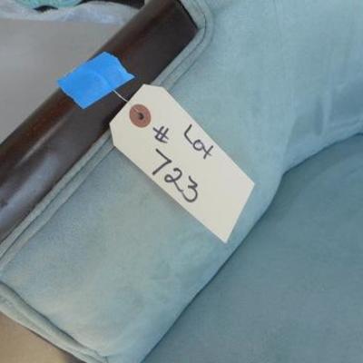 Lot 723 - Blueish Gray Suede Club Chair w/ Fringe