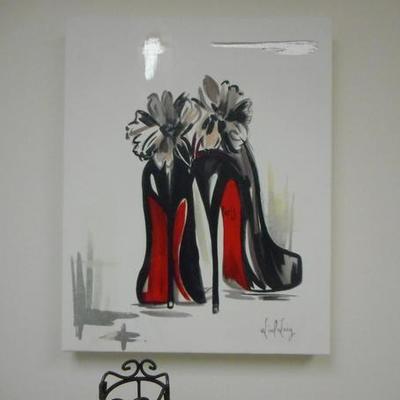 Lot 505 - 2 Wire Mannequins & Wall Picture of Stilletto Heels
