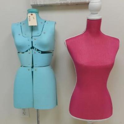 Lot 506 - 2 Cloth Covered Mannequins & Perfume Bottles Wall Hanging